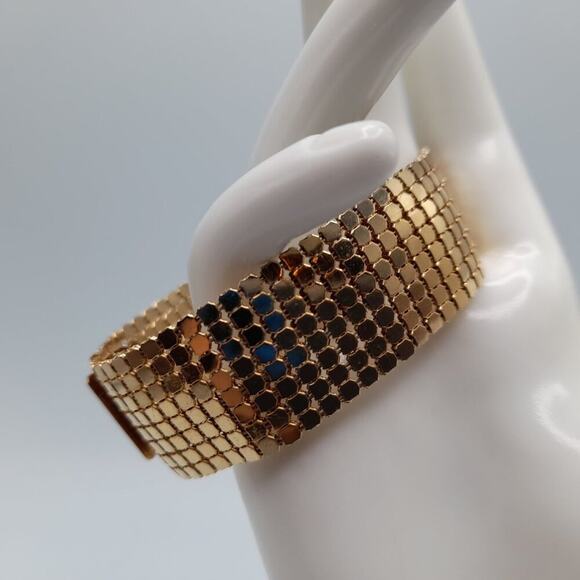 Vintage Gold Mesh Wide Classic Bracelet, Gold Tone, 6 3/4 Inches - Picture 11 of 11